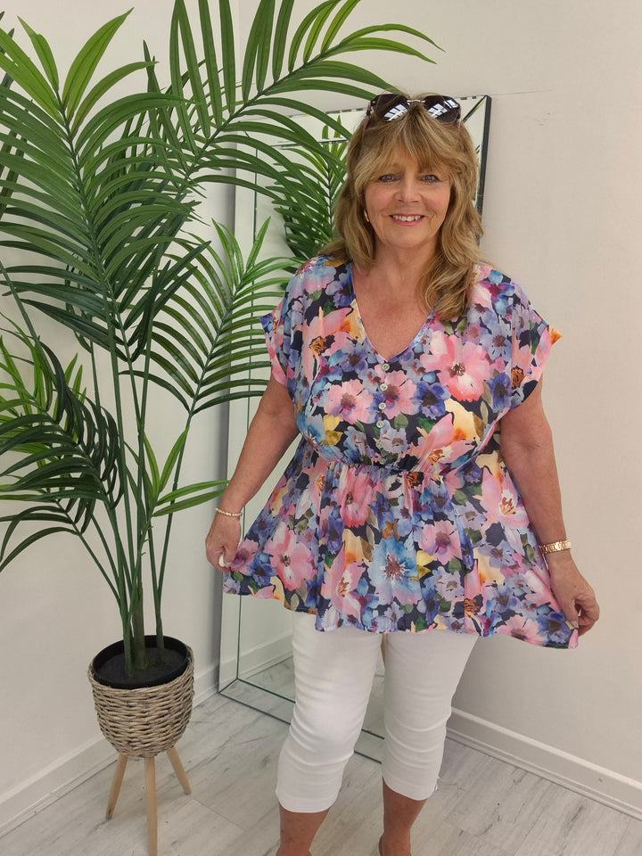 Floral Floaty Top - (choose your Colour)