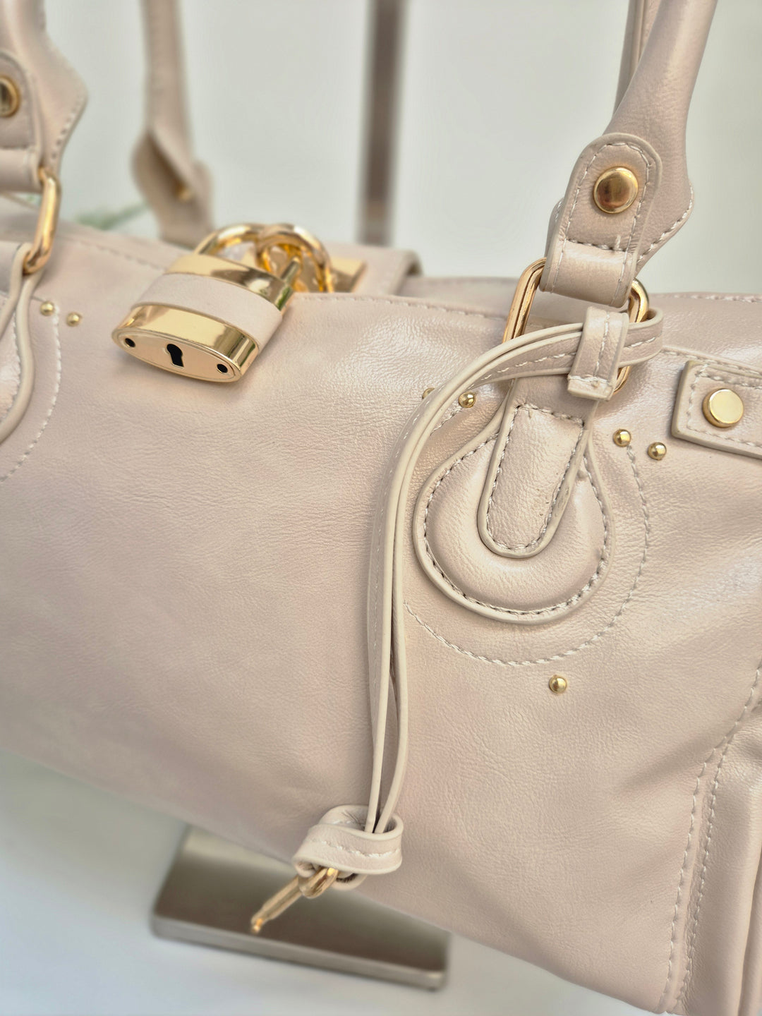Mia Faux Leather Bag - Beige