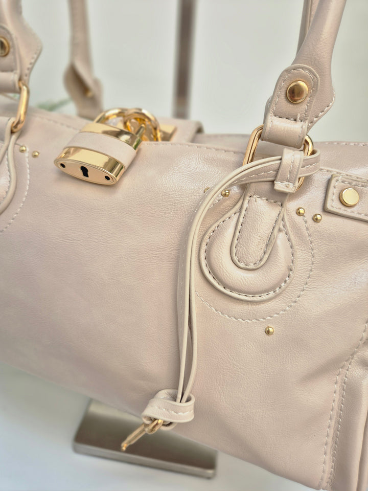 Mia Faux Leather Bag - Beige