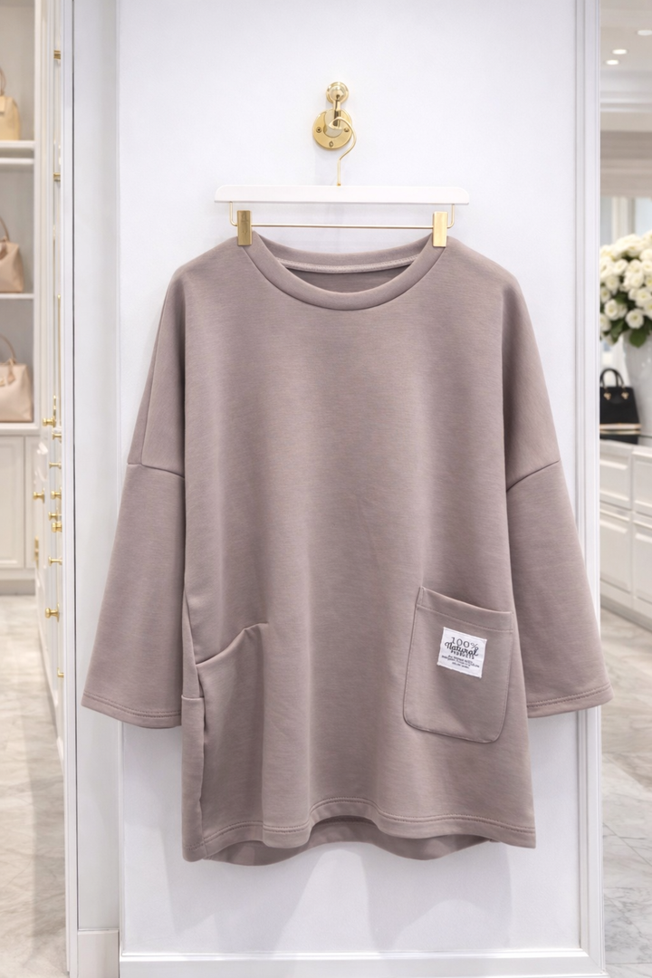 Jenna Co-ord Two Piece Set - Taupe - (One Size fitting up to Size 16)