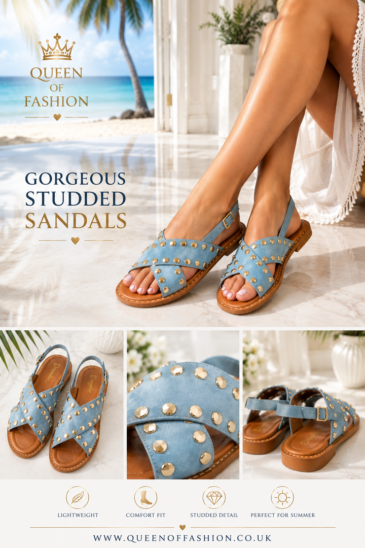 Mila Crossover Sandals (choose your Size) - Azure Blue