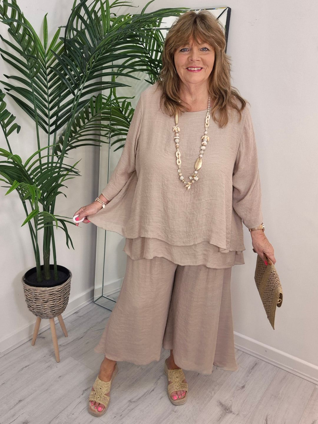Sicily Two Piece Co-ord Set (3/4 Length Pants) - Mocha