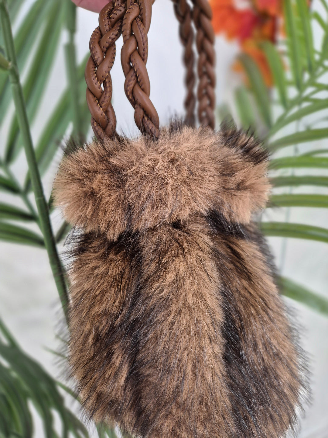 Oslo Faux Fur Bucket Bag - Chocolate