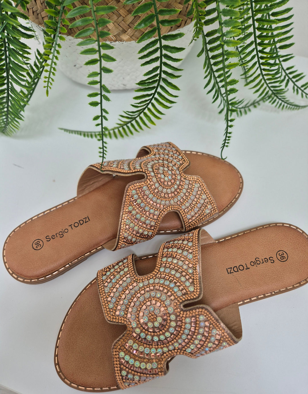 Marbella Sparkly Slip On Sliders - (choose your Size)
