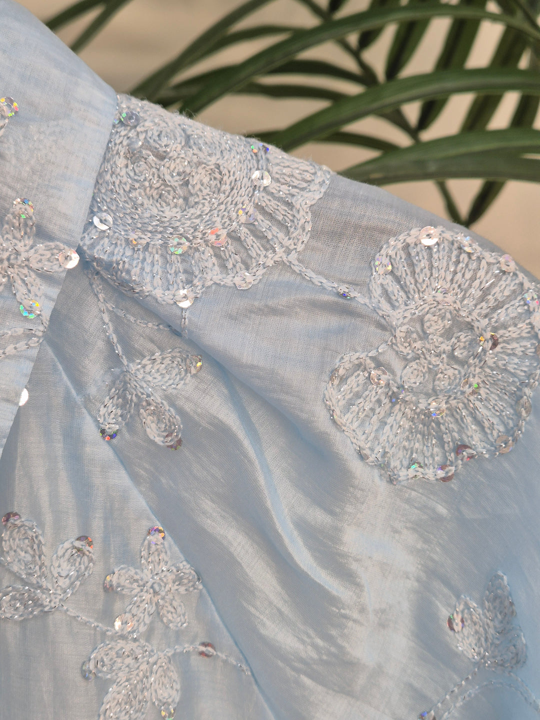 Patsy Puffball Sleeve Sparkly Blouse (One Size, fits from Size 10/12 up to Size 16) - Blue