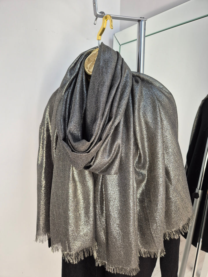 Oversized Metallic Scarf - Khaki