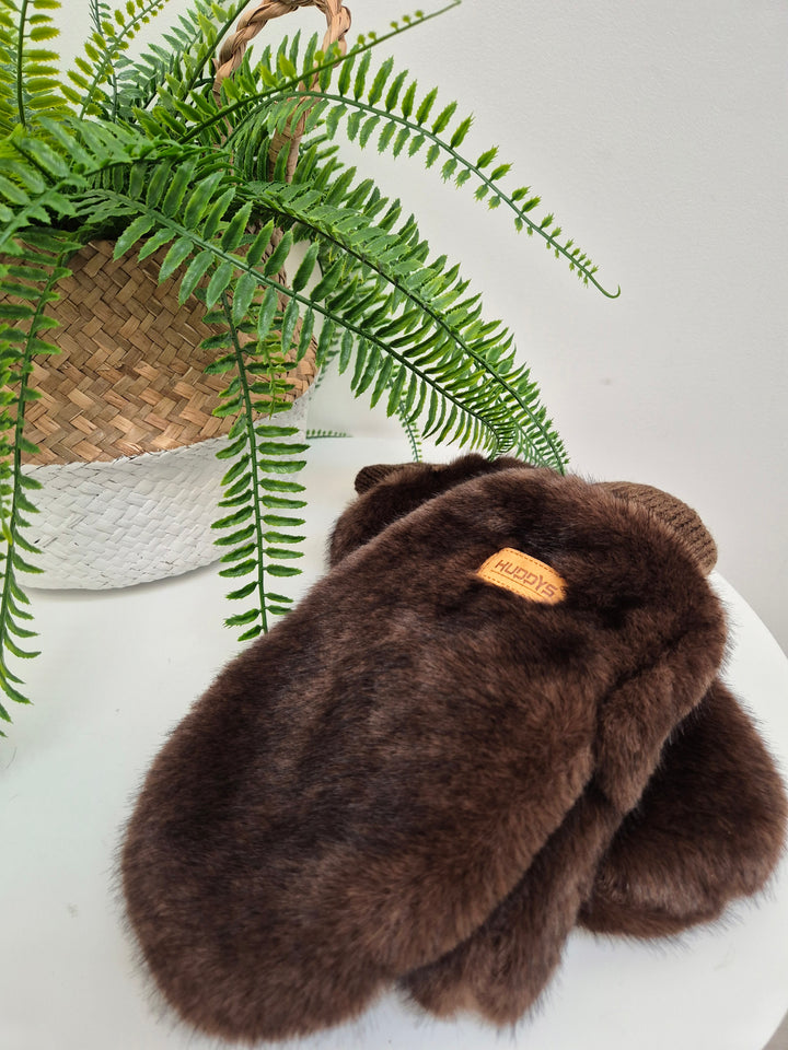 Oslo Faux Fur Mittens - Chocolate