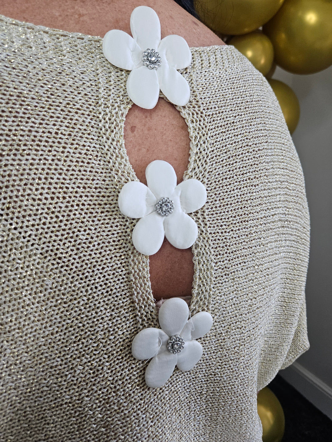 Daisy Metallic Gold Top - Crystal Daisies (One Size)