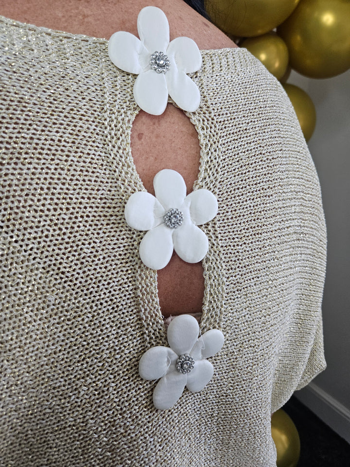 Daisy Metallic Gold Top - Crystal Daisies (One Size)