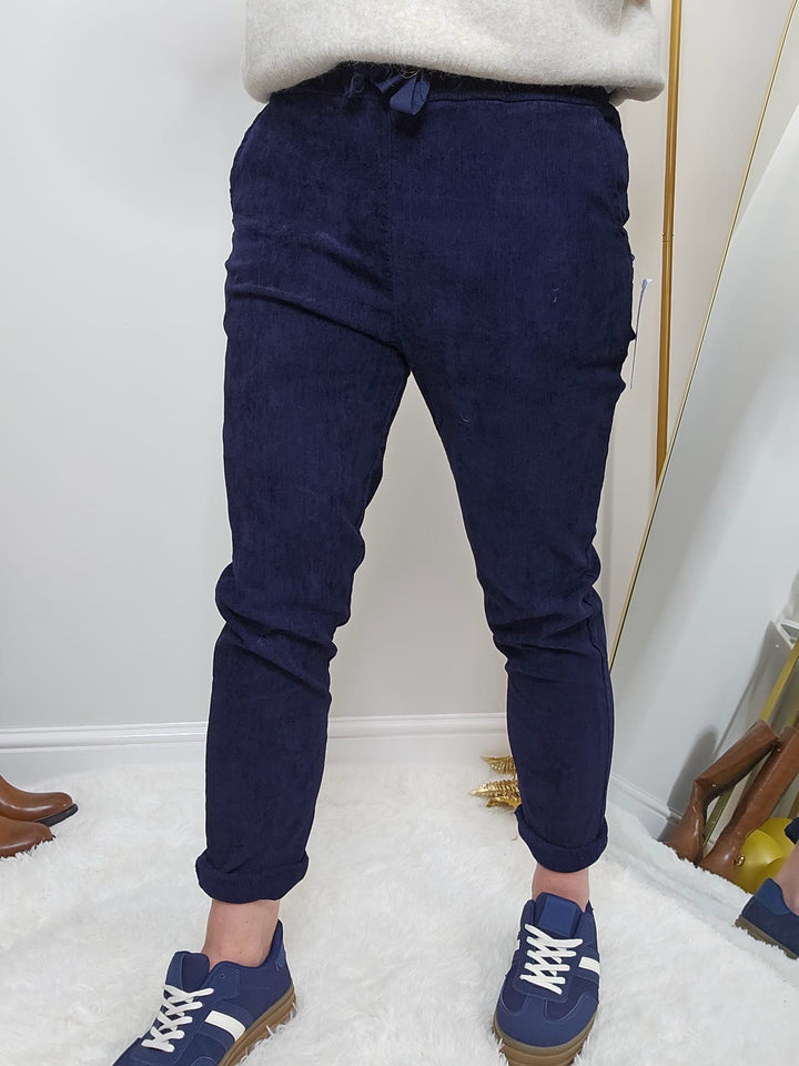 Magic Superfine Cord Pants - Navy (One Size, fits from Size 10/12 to Size 16/18)