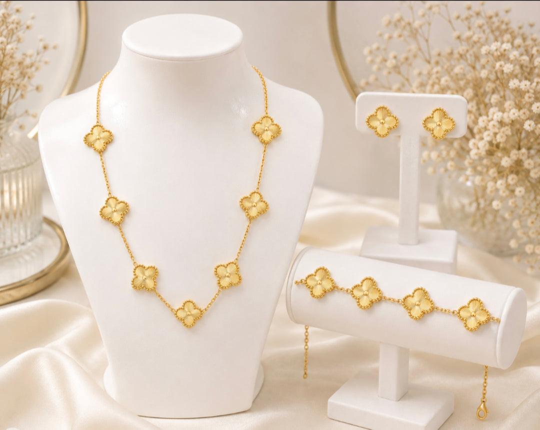 Clover - Gold Tone (choose either Earrings, Necklace or Bracelet)