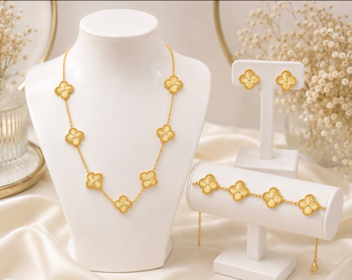 Clover - Gold Tone (choose either Earrings, Necklace or Bracelet)