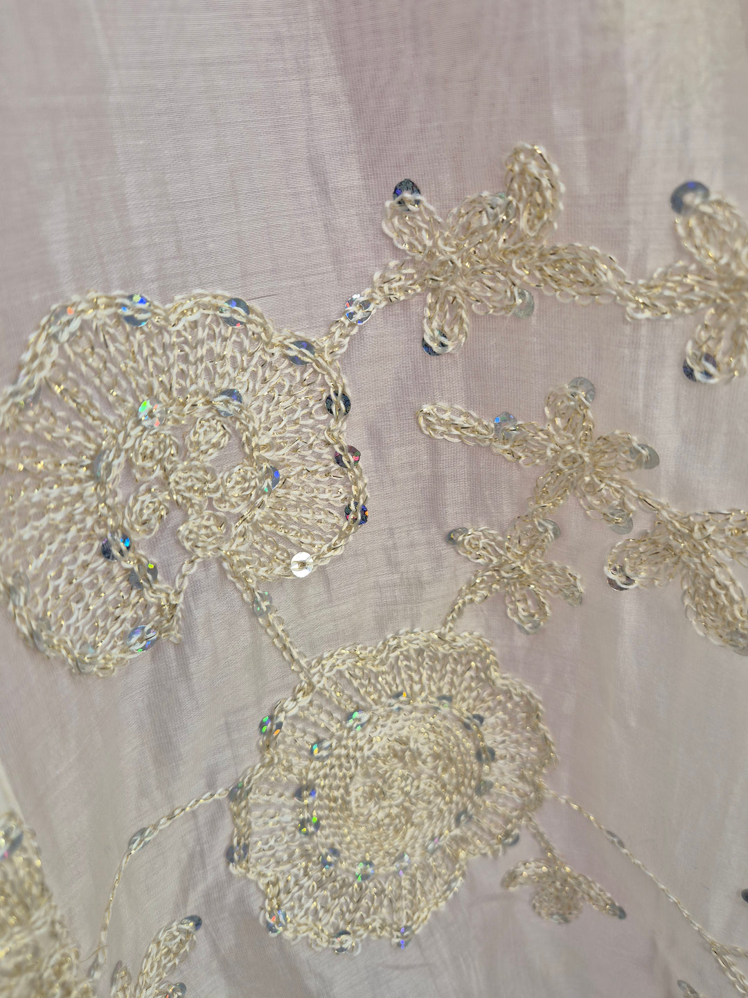 Patsy Puffball Sleeve Sparkly Blouse (One Size, fits from Size 10/12 up to Size 16) - Cream