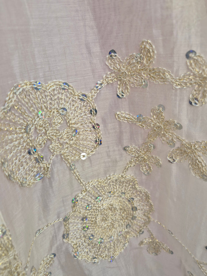 Patsy Puffball Sleeve Sparkly Blouse (One Size, fits from Size 10/12 up to Size 16) - Cream