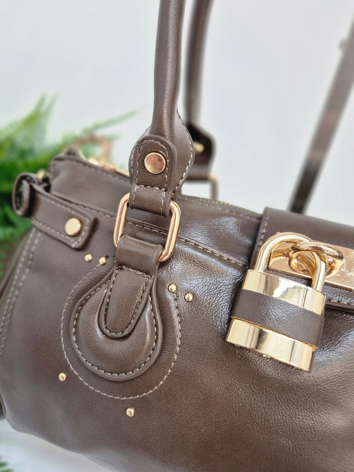 Mia Faux Leather Bag - Chocolate
