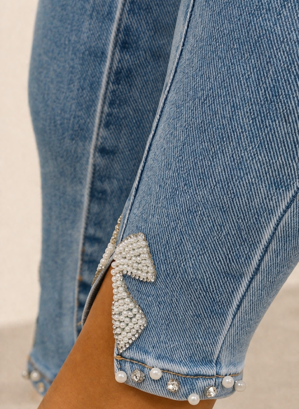 Crystals & Pearls Bow Jeans G Smack (choose your Size)