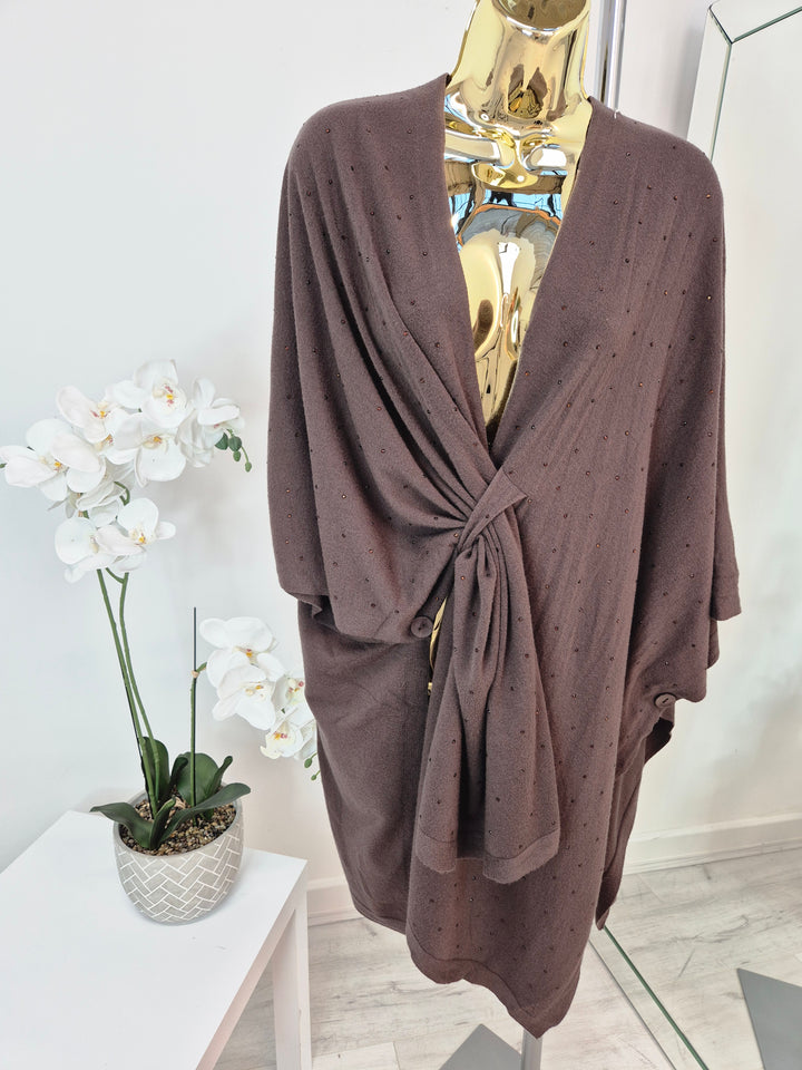 Crystal Super Soft Poncho/Wrap - Chocolate (One Size/Curvy Size)
