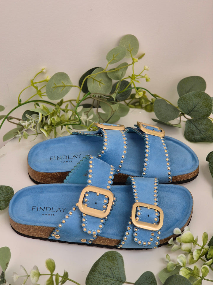 Malaga Slip On Sandals - Blue (choose your Size)