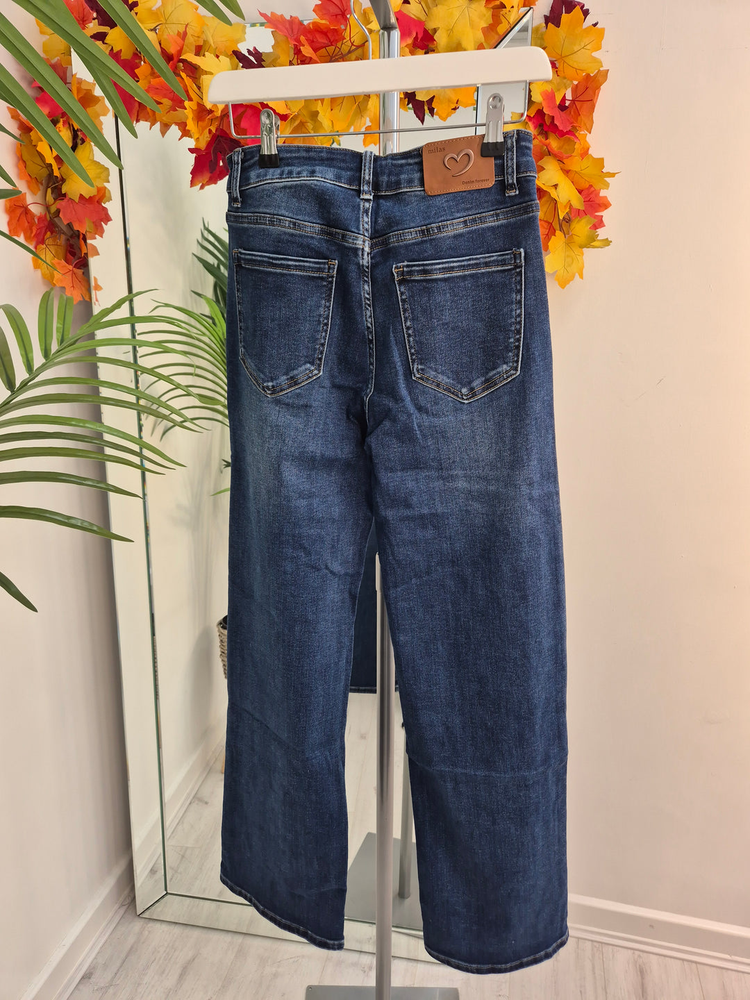 Milas Wide Leg Jeans - Dark Stonewashed - (choose your Size)
