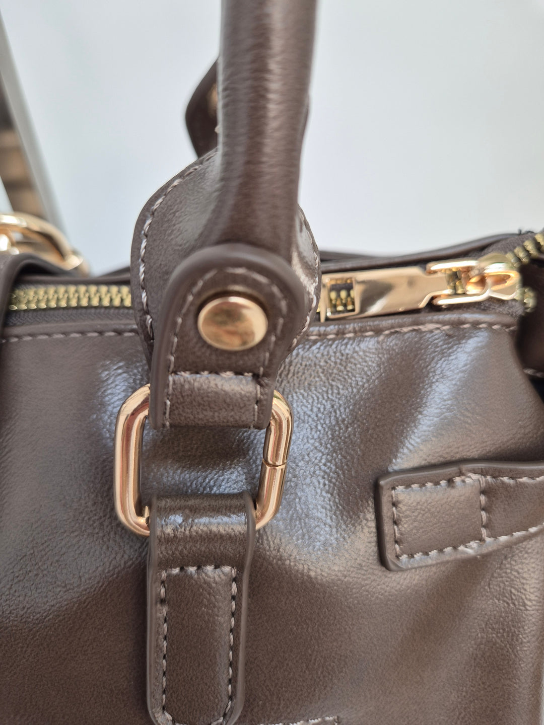 Mia Faux Leather Bag - Chocolate