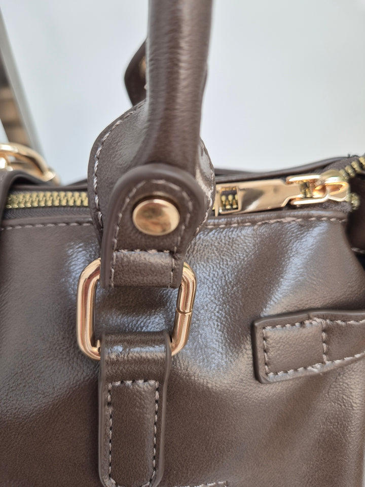 Mia Faux Leather Bag - Chocolate