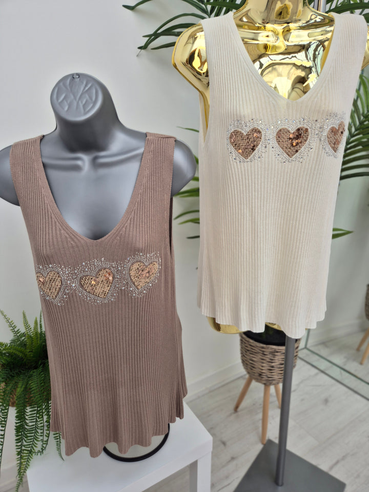 Hannah Heart Vest Top - (choose your Colour)