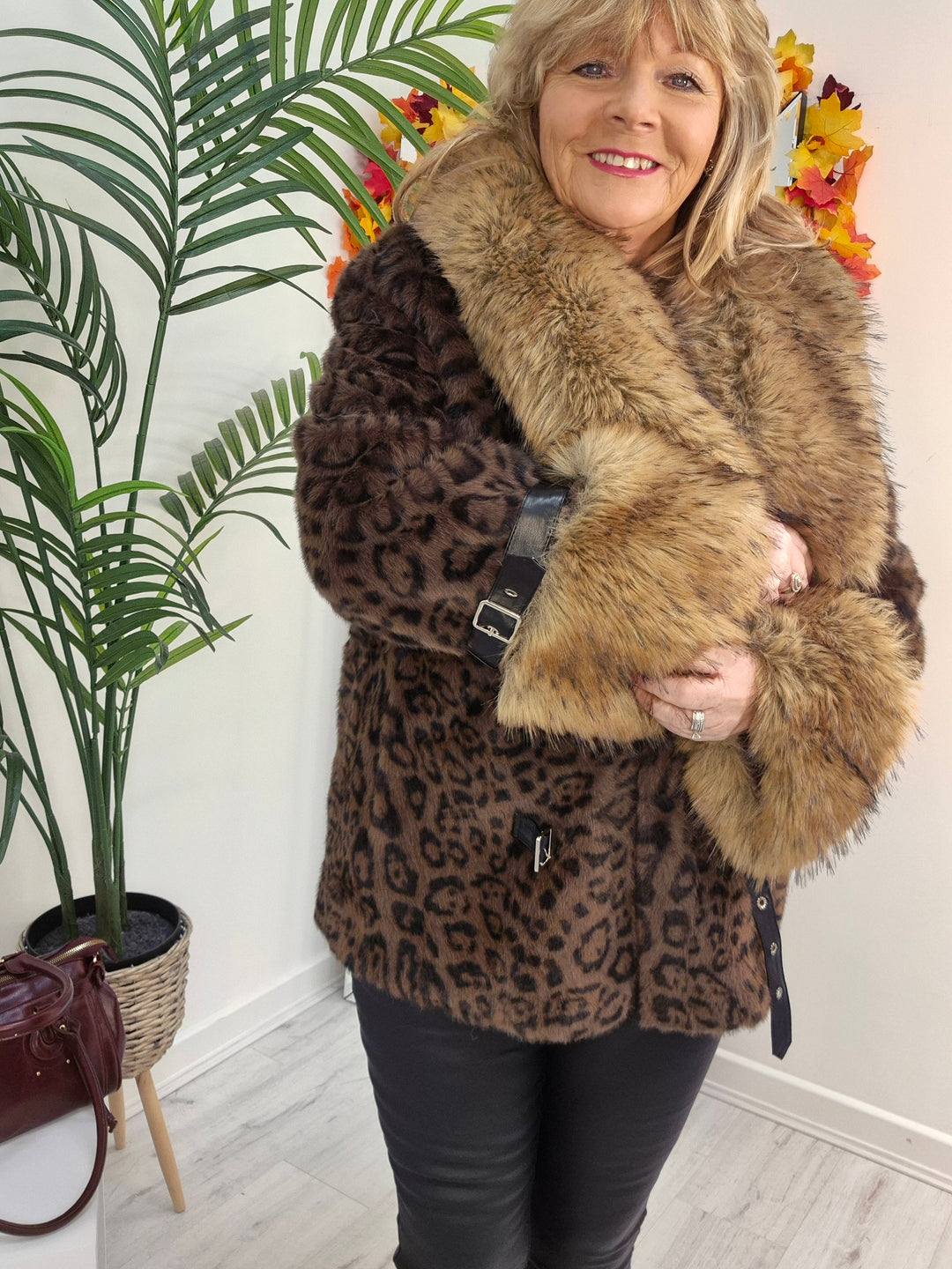Oslo Faux Fur Jacket with Shawl Collar & Cuffs (One Size - fits from 12 up to Size 18)