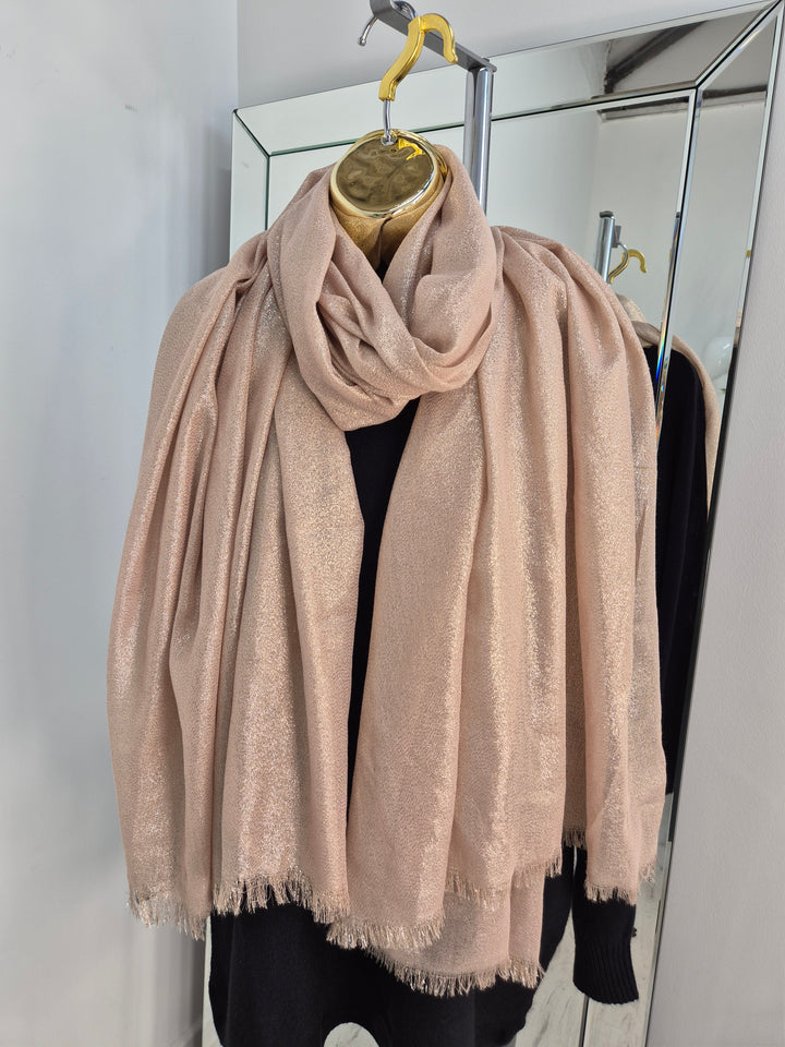 Oversized Metallic Scarf - Pink/Rose Gold