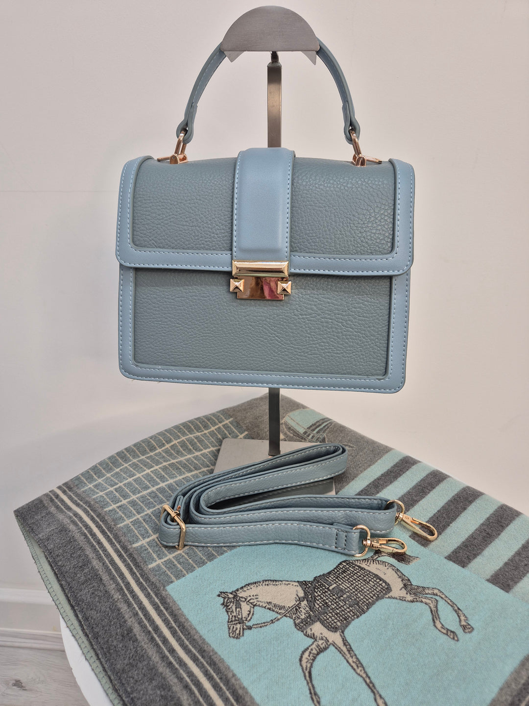 Sally Faux Leather Crossbody Bag - Duck Egg