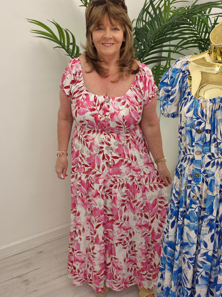 Sicily Magic Bardot Dress with Metallic Gold Foil - (choose your Colour) - One Size/Curvy