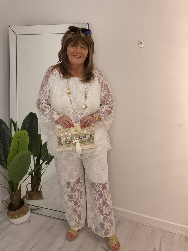 Florence Lace Bardot Co-ord Set - (choose your Colour) - (Curvy)