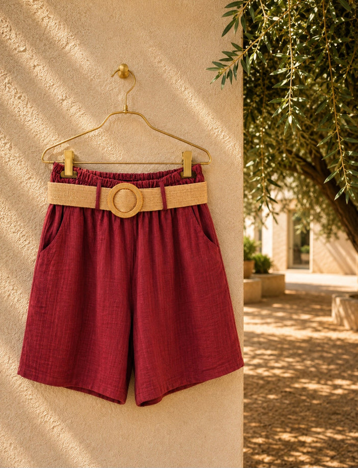 Zara Beaded Top & Shorts Set - One Size fits up to Size 16 or Small Size 18) Wine