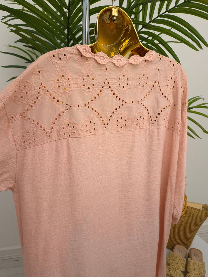 Belinda Broderie Anglaise Top - (choose your Colour) (Curvy)