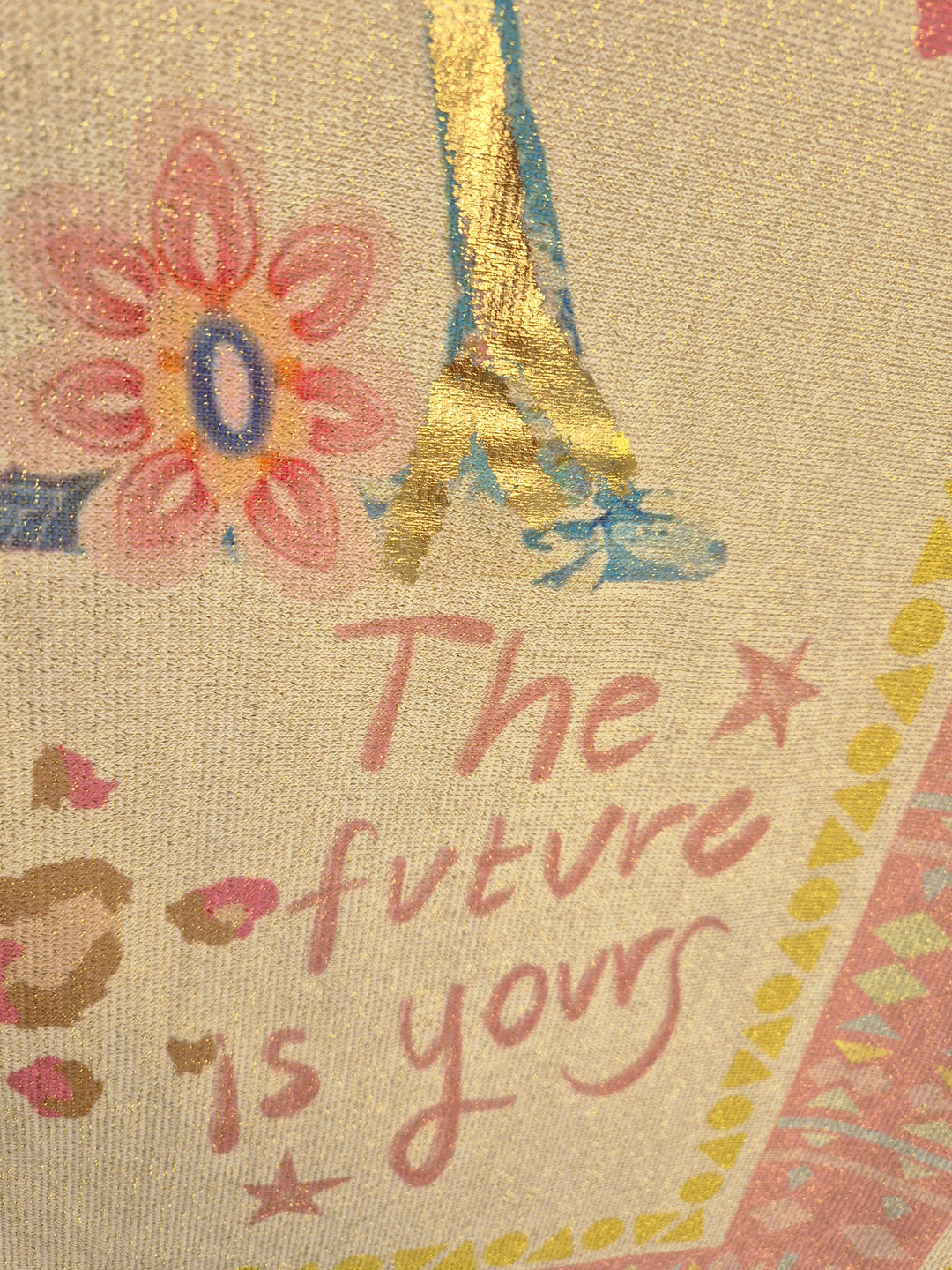 Carla Shimmer Oversized Top - THE FUTURE IS YOURS with Gold Foil & Sequins (One Size/Curvy fitting from Size 14/16 up to Size 20/22)