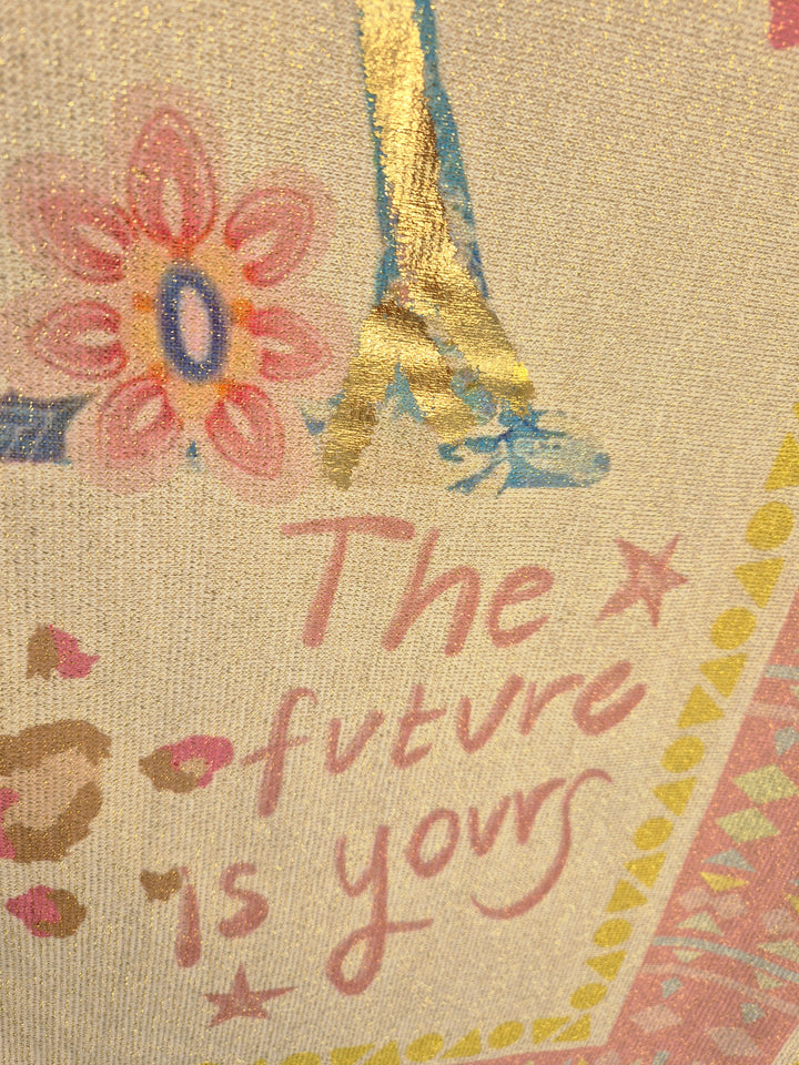 Carla Shimmer Oversized Top - THE FUTURE IS YOURS with Gold Foil & Sequins (One Size/Curvy fitting from Size 14/16 up to Size 20/22)