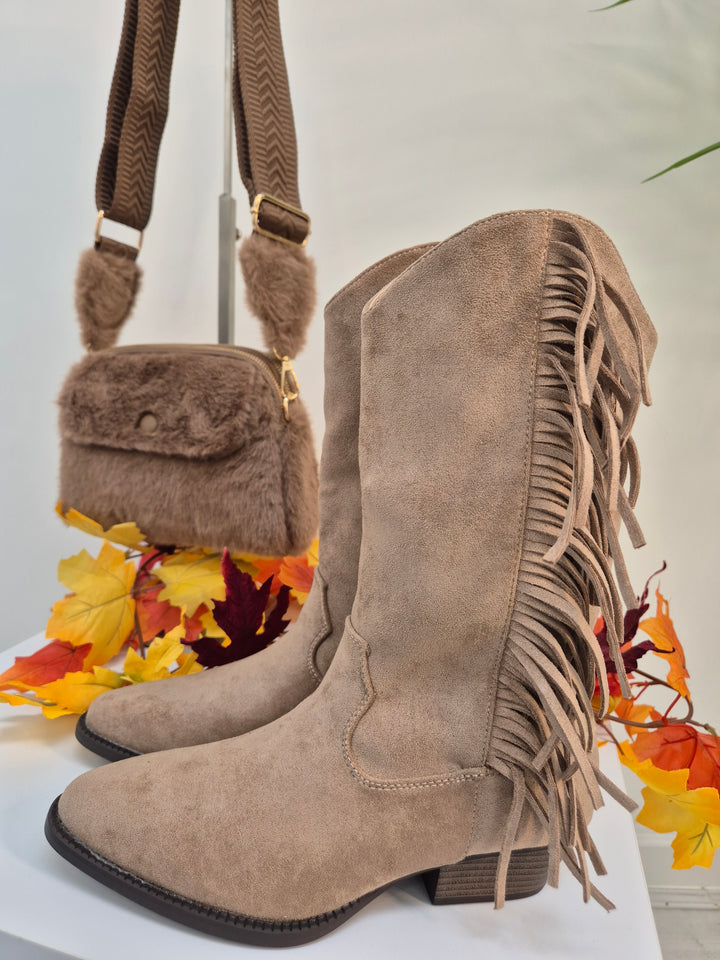 Arizona Fringed Boots - Mocha (choose your Size)