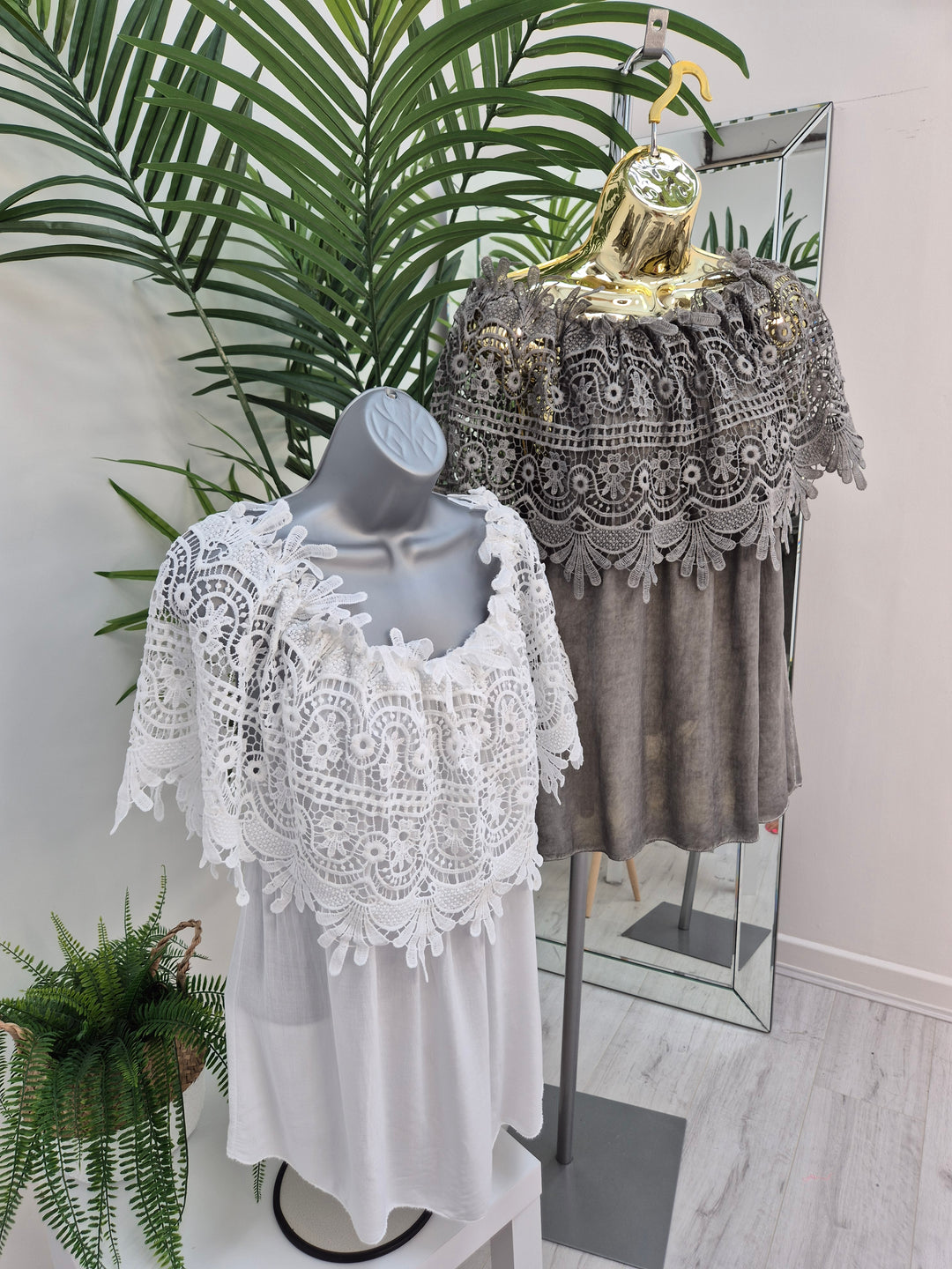 Florence Lace Bardot Top - (choose your Colour)