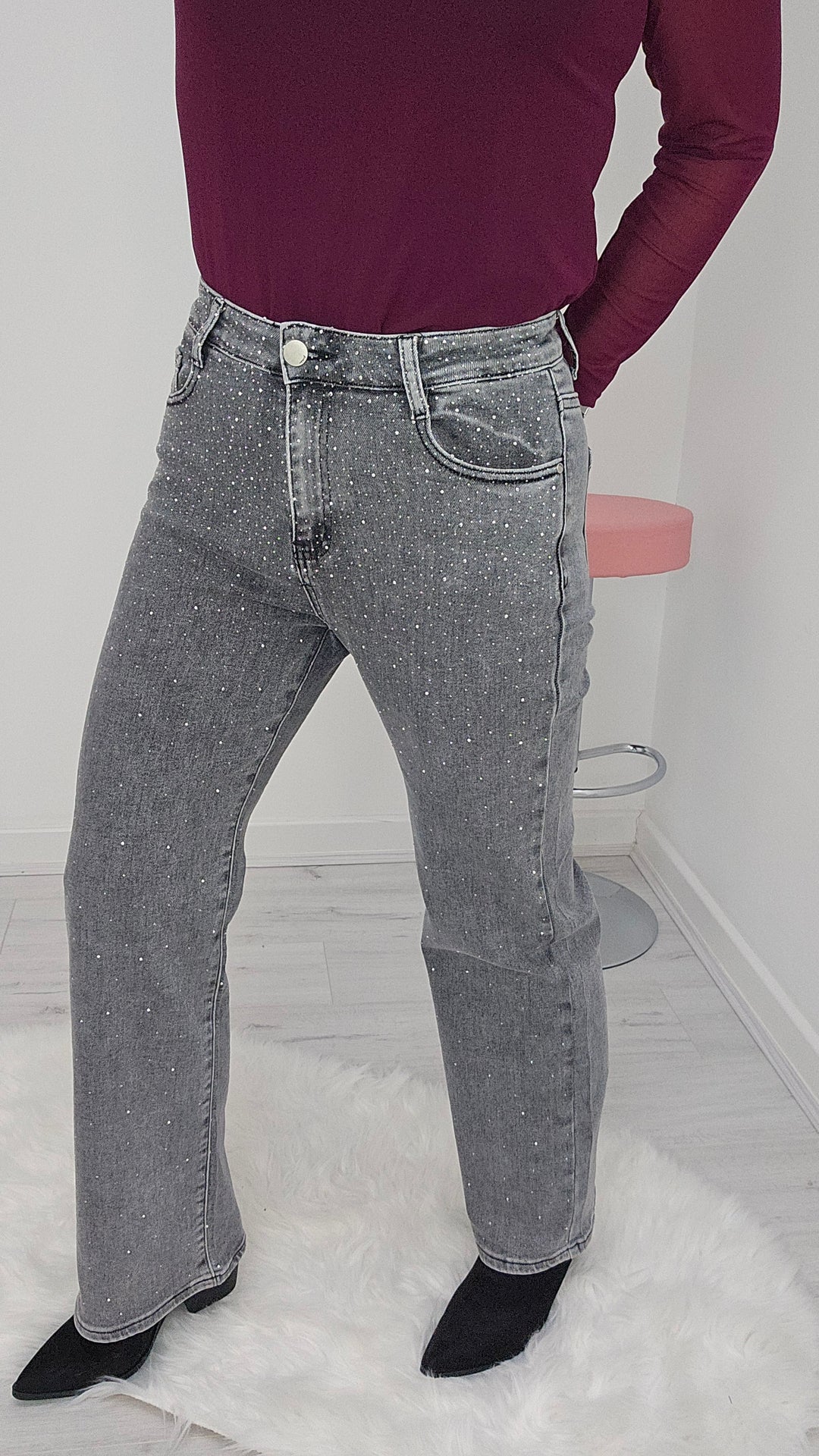 Gemma Crystal Wide Leg Jeans (G Smack) - (choose your Size)