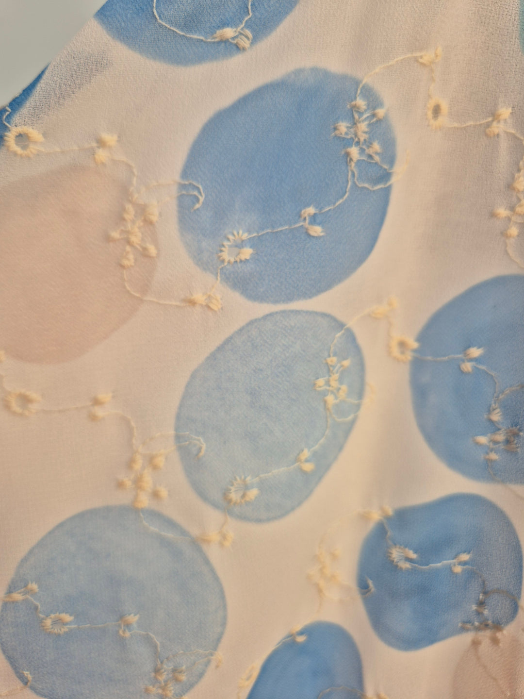Daisy Embroidered Polka Dot Sleeveless Top - One Size 10/12 to 16 - Blue