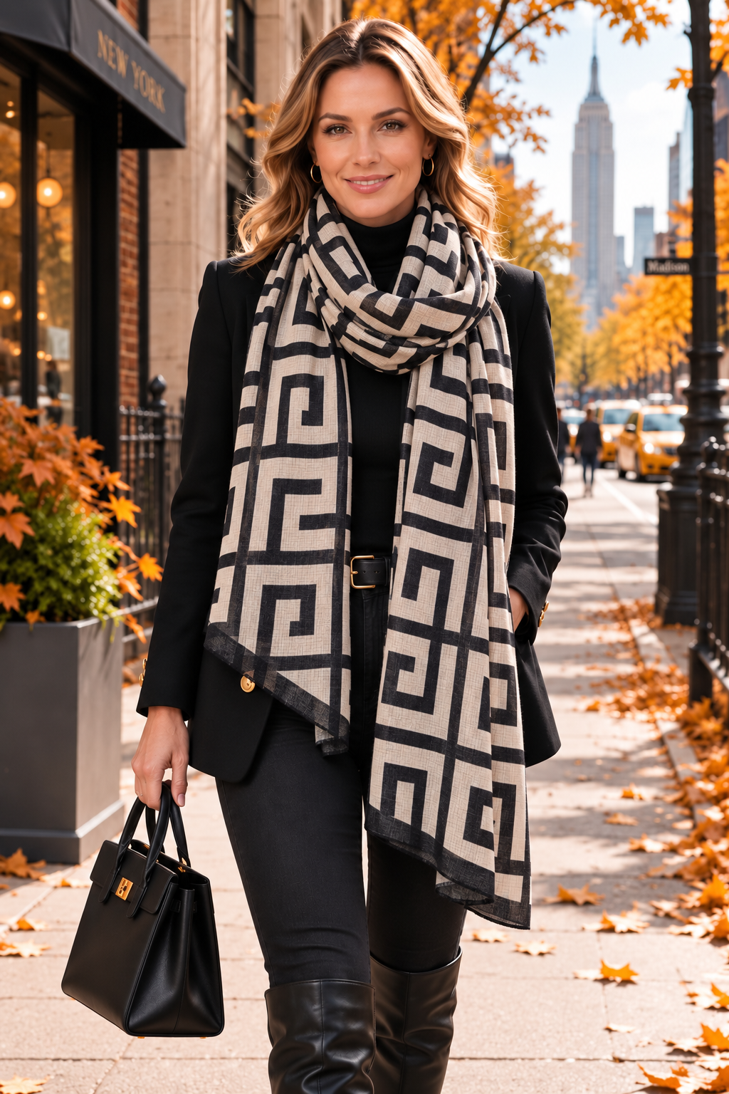 Greek Key of Life - Black/Taupe