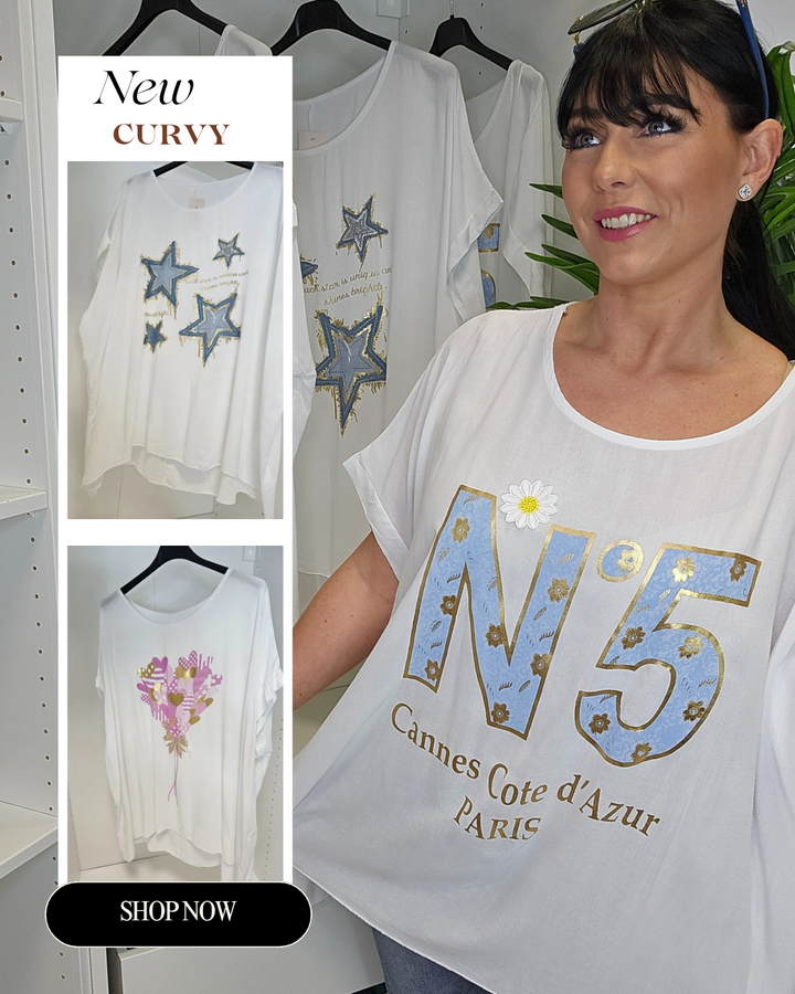 Gemma Oversized Top (choose your Design) - (Curvy)