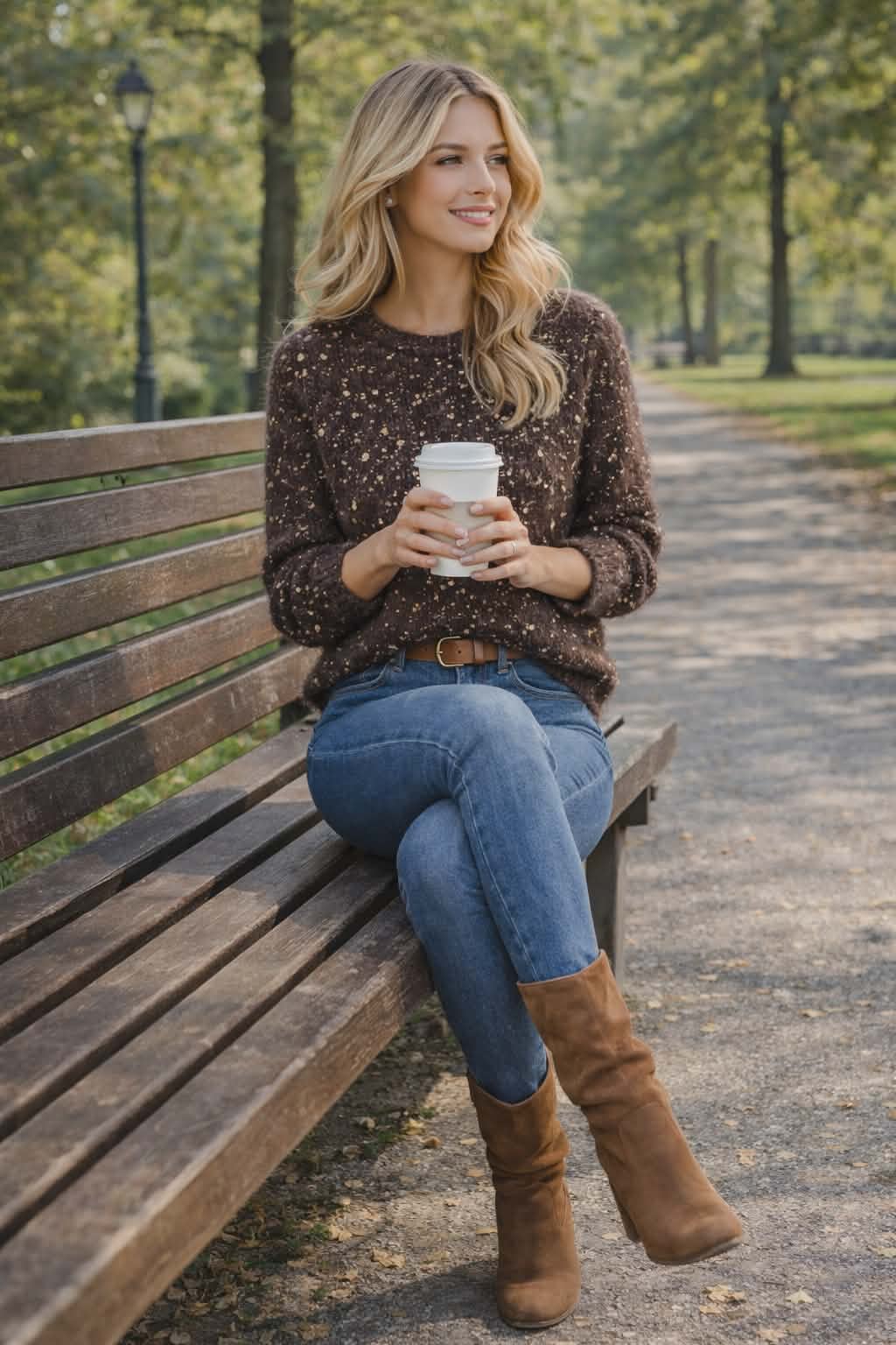 Aurelia Gold Foil Knit Jumper - Chocolate (ONE SIZE)