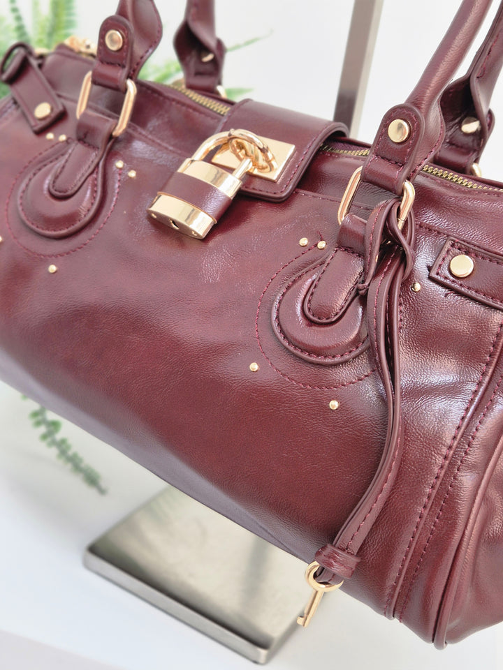 Mia Faux Leather Bag - Wine