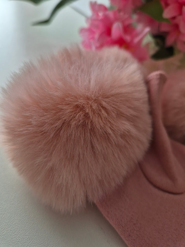 Oslo Faux Fur Fingerless Gloves - Baby Pink