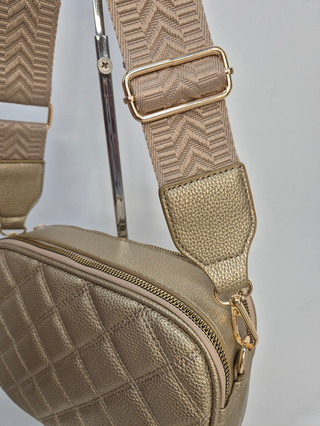 Diamond Quilted Bag - Metallic Gold (Gold Tone)