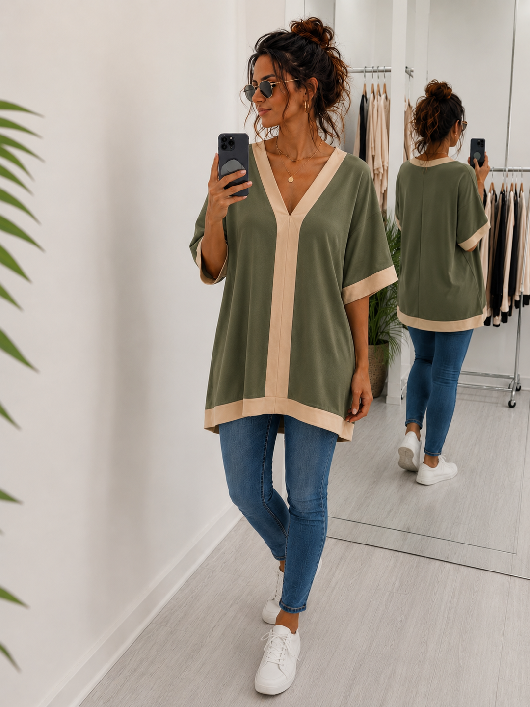 Tabitha Two Tone Short Sleeve Top - (choose your Colour) - Size 14 to 16