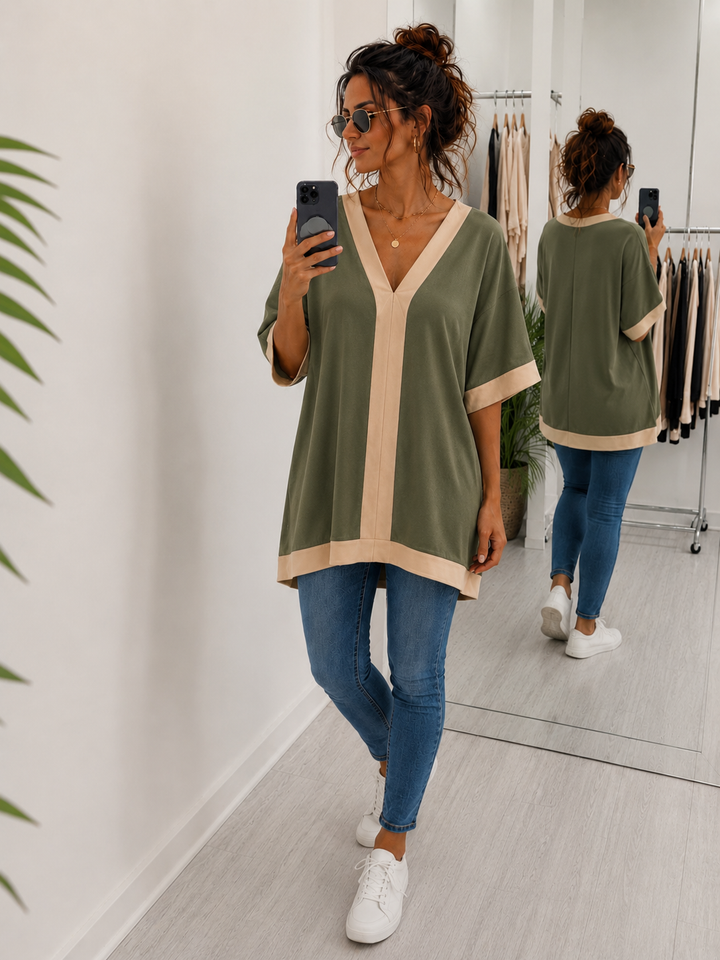 Tabitha Two Tone Short Sleeve Top - (choose your Colour) - Size 14 to 16