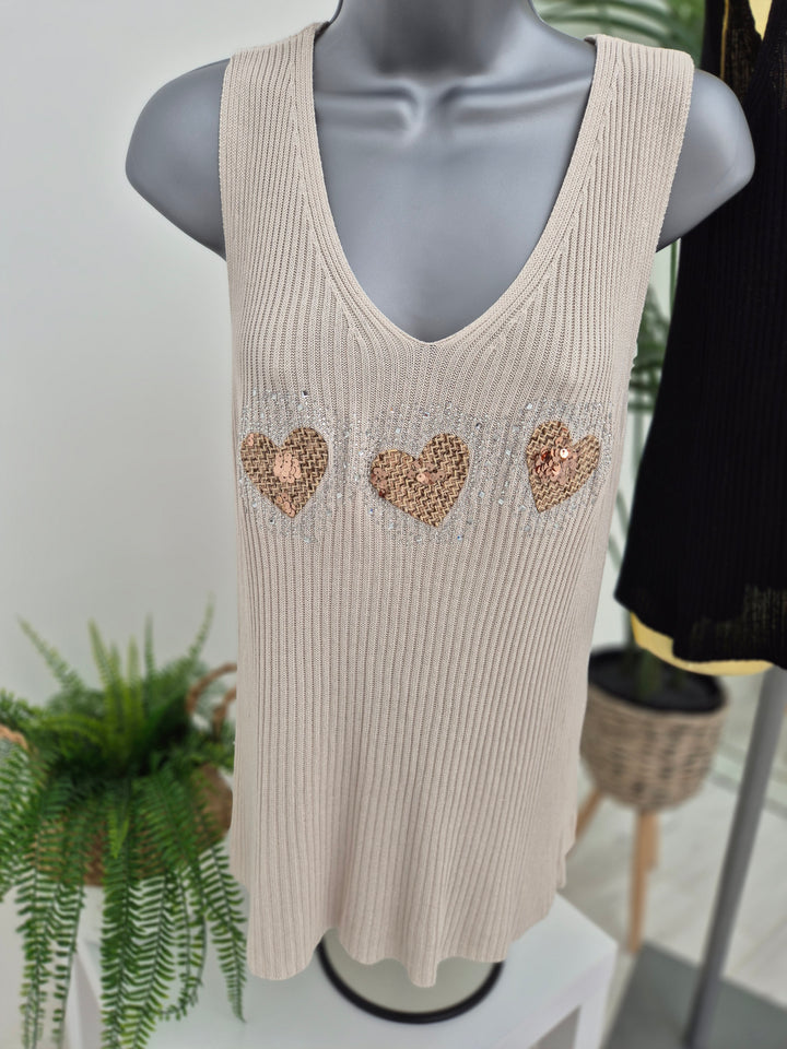 Hannah Heart Vest Top - (choose your Colour)