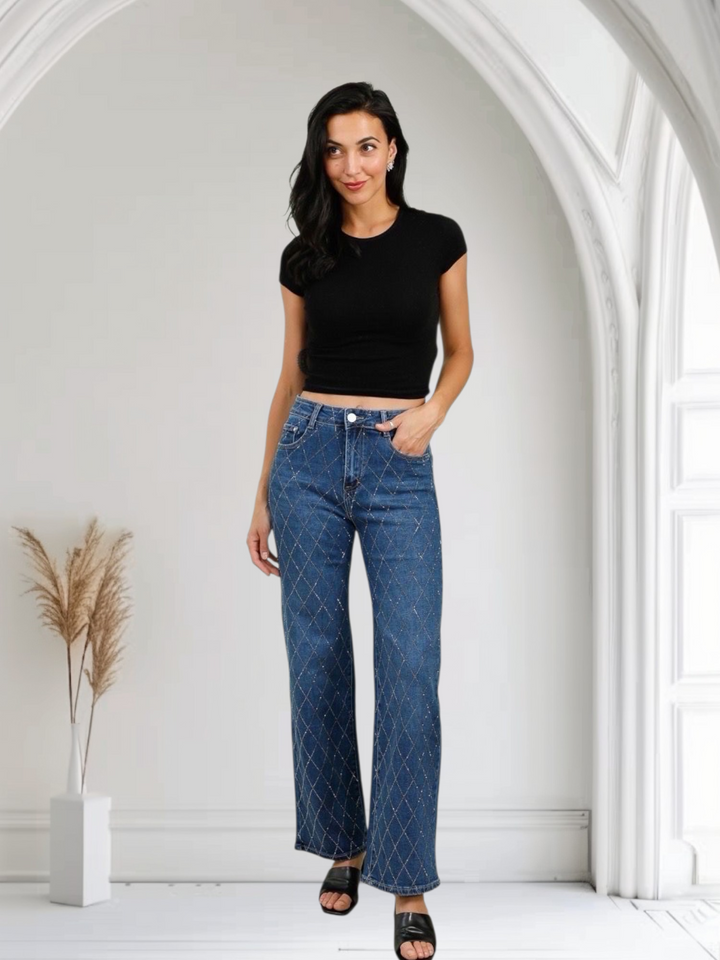 Dallas Diamante/Crystal Jeans - Stonewashed (choose your Size)