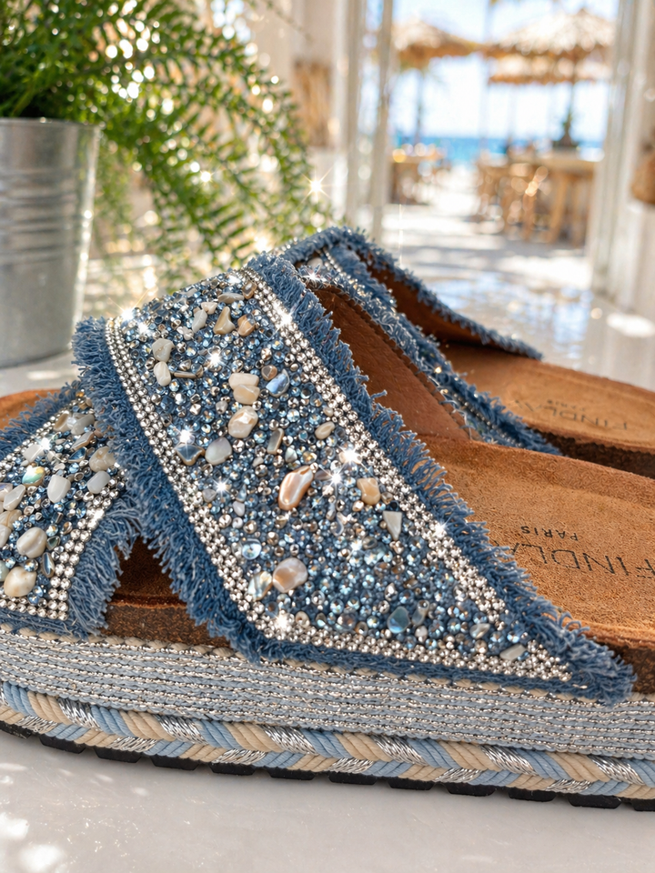Bali Slip On Sliders - Blue (choose your Size)